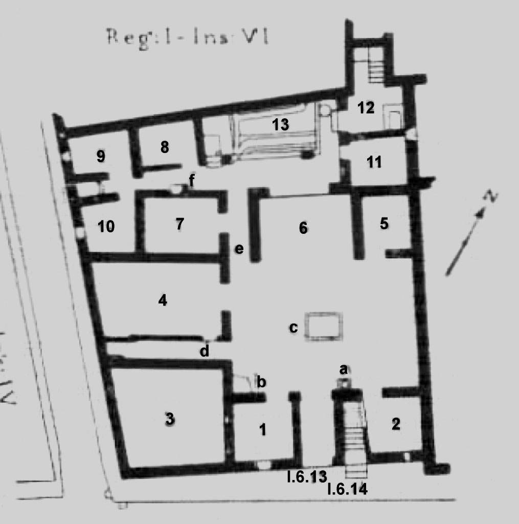 I.6.13/14 Pompeii. 1929 plan.
See Notizie degli Scavi di Antichit, 1929, p. 432.
