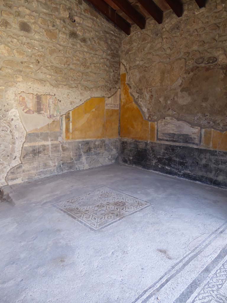VI.16.7 Pompeii. September 2015. Tablinum E, north-west corner with central square geometric mosaic.
Foto Annette Haug, ERC Grant 681269 DÉCOR.
