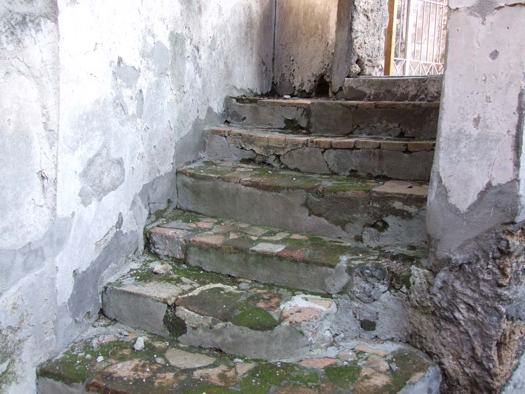 HGW24 Pompeii. December 2006. Steps down to lower level from north-east corner of front peristyle. 
(Villa Diomedes Project – east of area 73). 
