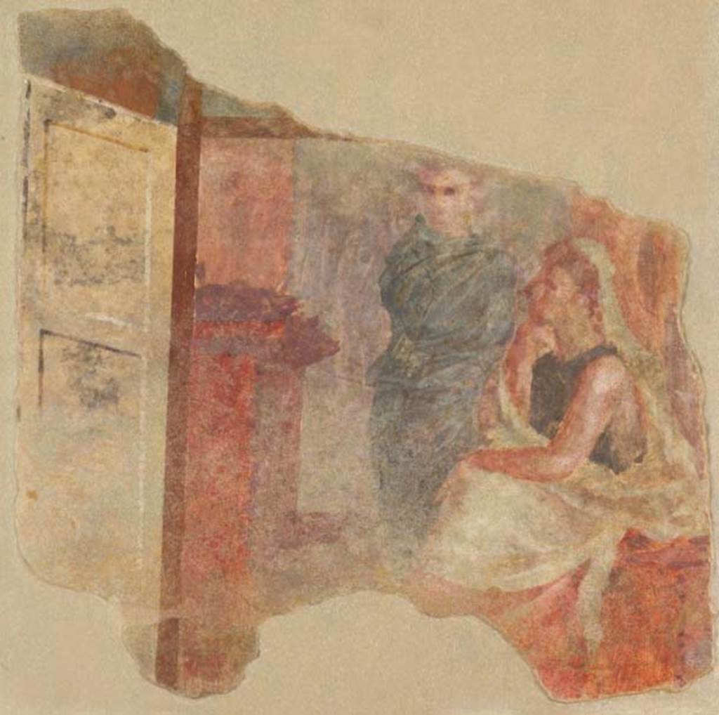Villa of P Fannius Synistor at Boscoreale. Room H, fragment of fresco from upper east end of north wall. Photo  The Metropolitan Museum of Art, Rogers Fund 1903.  Inventory number 03.14.8. See www.metmuseum.org