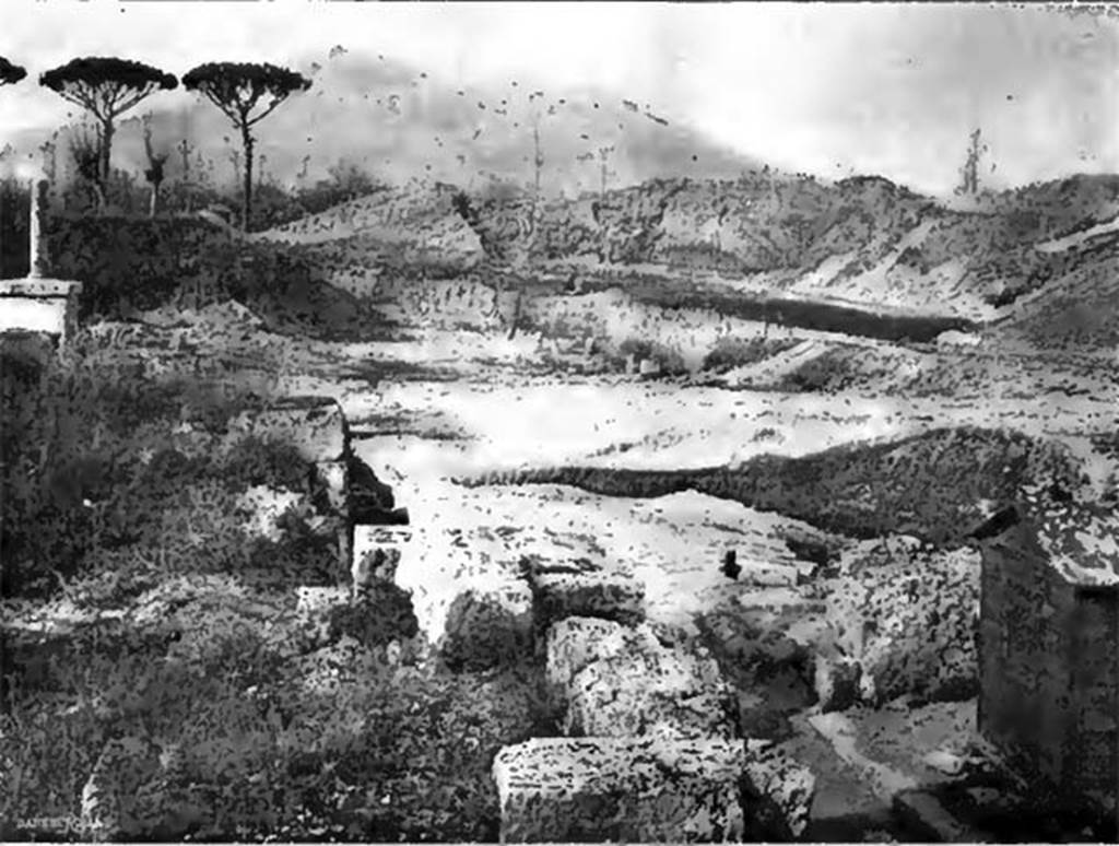 Villa of T. Siminius Stephanus, fondo Barbatelli. 1910 excavations to enlarge the area outside of the Vesuvian Gate. Looking north towards area that the Villas 20 and 21 would have been buried beneath. See Notizie degli Scavi di Antichit, 1910, p.558, fig 2.