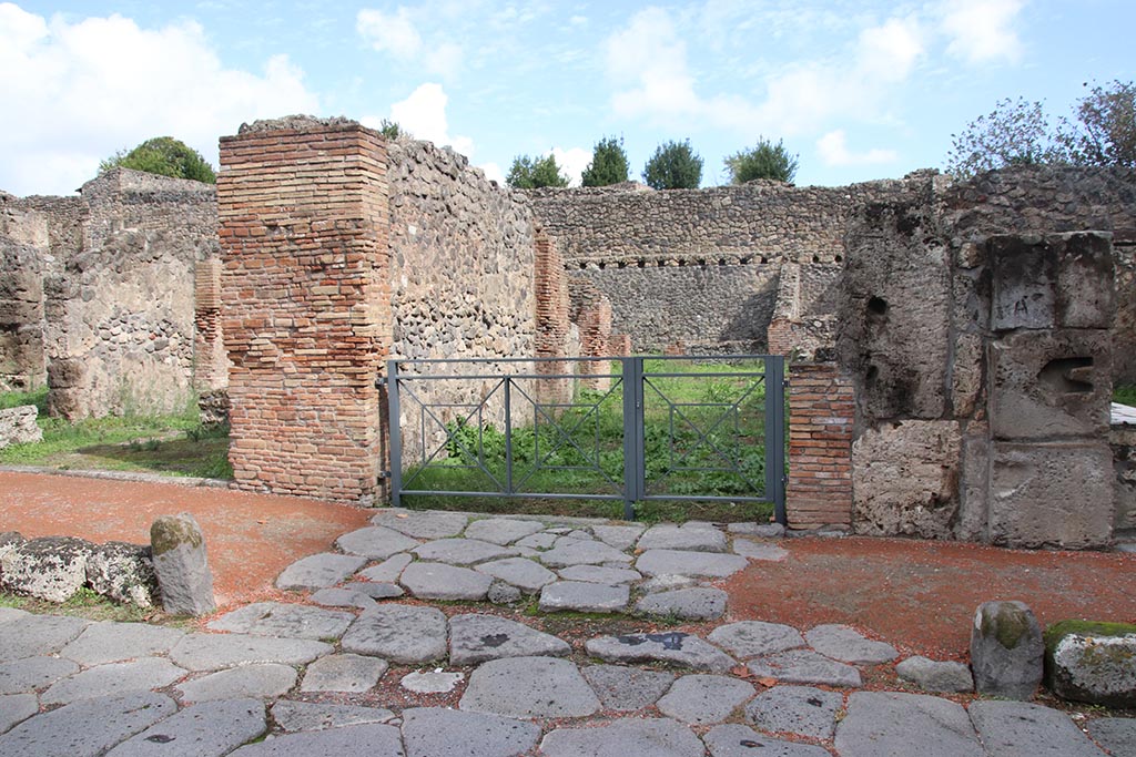 I.1.3 Pompeii, October 2024. Entrance doorway, looking east across Via Stabiana. Photo courtesy of Klaus Heese.