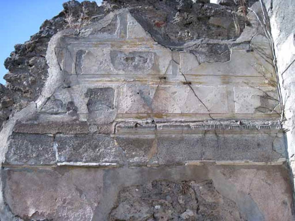 1.2.16 Pompeii. September 2010. Room 4, detail of remaining first style decoration in north-east corner of oecus. Photo courtesy of Drew Baker.
