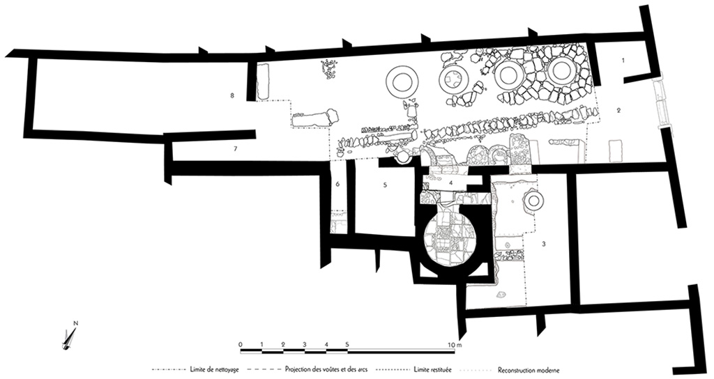 Fig. 1  Pompi, boulangerie I 3, 27  Relev de lensemble de la boulangerie.
chelle : 1/100.
Relev / dessin : F. Fouriaux / N. Monteix / S. Mencarelli  EFR. Utilisation soumise  CC-BY-NC-SA 4.0
