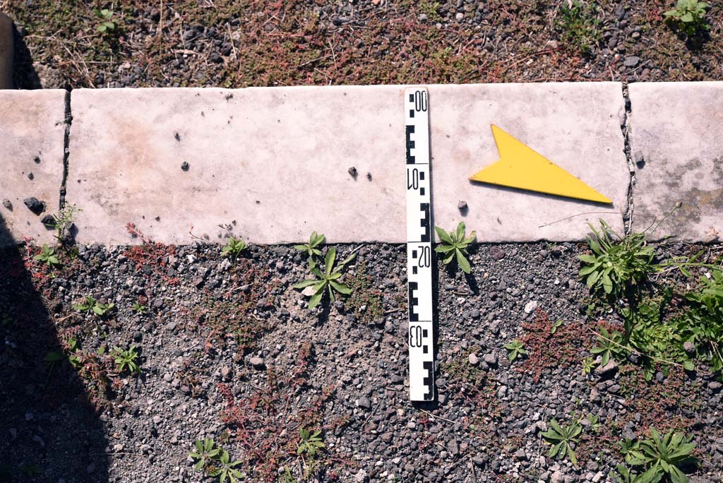 I.4.25/1.4.5 Pompeii. October 2019. Tablinum 14, detail of threshold on west side.
Foto Tobias Busen, ERC Grant 681269 DCOR.
