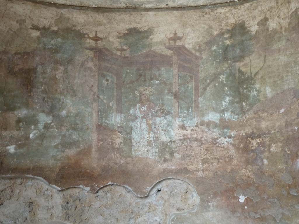 I.10.4 Pompeii. May 2010. Alcove 24, painted plaster of Venus and cherubs in temple.
See Bragantini, de Vos, Badoni, 1981. Pitture e Pavimenti di Pompei, Parte 1. Rome: ICCD. (p. 128).
