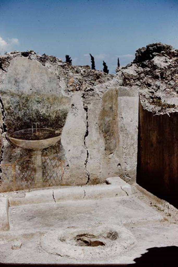 I.12.16 Pompeii. 1961. South-east corner of courtyard.  Photo by Stanley A. Jashemski.
Source: The Wilhelmina and Stanley A. Jashemski archive in the University of Maryland Library, Special Collections (See collection page) and made available under the Creative Commons Attribution-Non Commercial License v.4. See Licence and use details.
J61f0321
