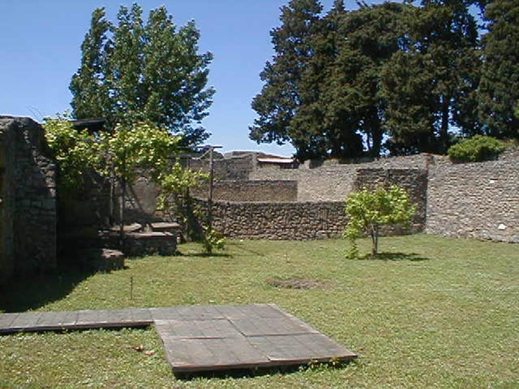 II.1.8 Pompeii. May 2005. Looking north across garden from doorway.