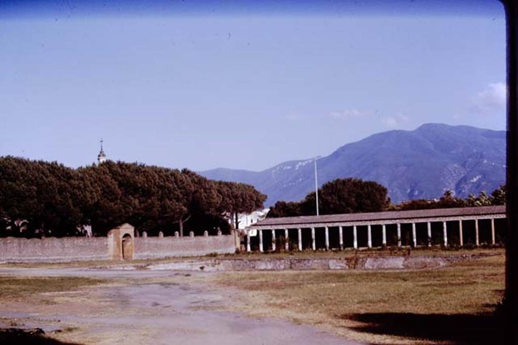 Palaestra Pompeii. 1970. Looking towards the south-east corner.  Photo by Stanley A. Jashemski.
Source: The Wilhelmina and Stanley A. Jashemski archive in the University of Maryland Library, Special Collections (See collection page) and made available under the Creative Commons Attribution-Non Commercial License v.4. See Licence and use details.
J70f0741
