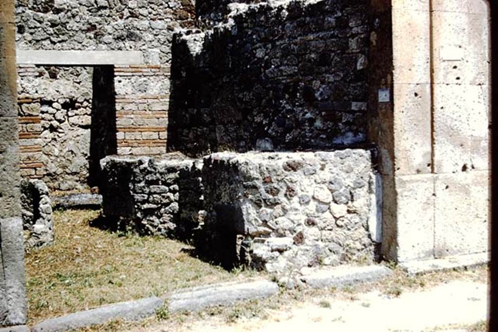 V.1.4 Pompeii. 1961. Looking towards east side of workshop.  Photo by Stanley A. Jashemski.
Source: The Wilhelmina and Stanley A. Jashemski archive in the University of Maryland Library, Special Collections (See collection page) and made available under the Creative Commons Attribution-Non Commercial License v.4. See Licence and use details.
J61f0839
