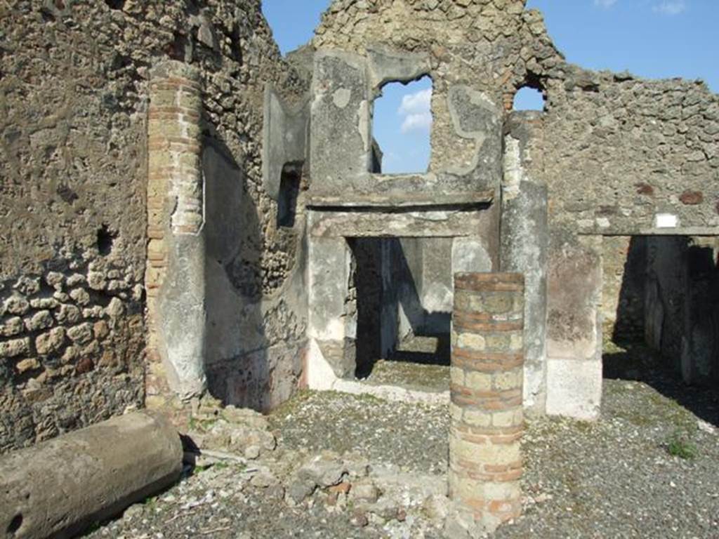 VI.7.1 Pompeii. March 2009. North-east corner of atrium area.  This served as a light well and according to Fiorelli would have contained pots of flowers.
