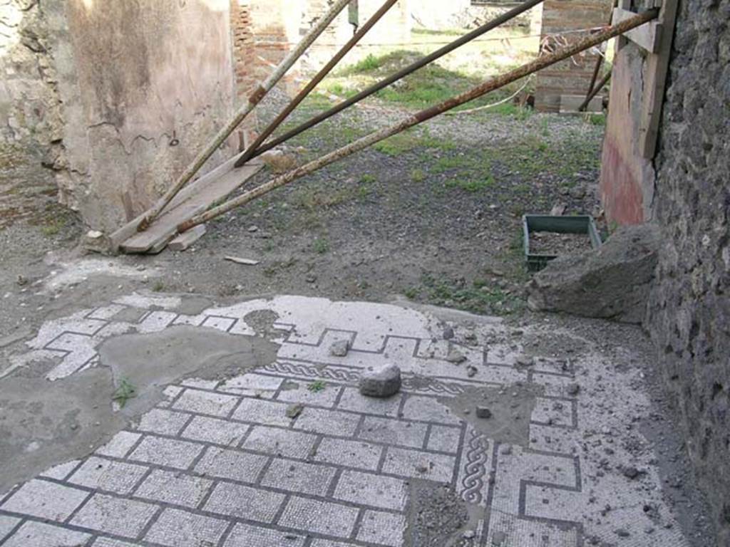 VI.8.21 Pompeii. June 2005. Looking south across tablinum mosaic floor, towards peristyle of VI.8.20. Photo courtesy of Nicolas Monteix.
