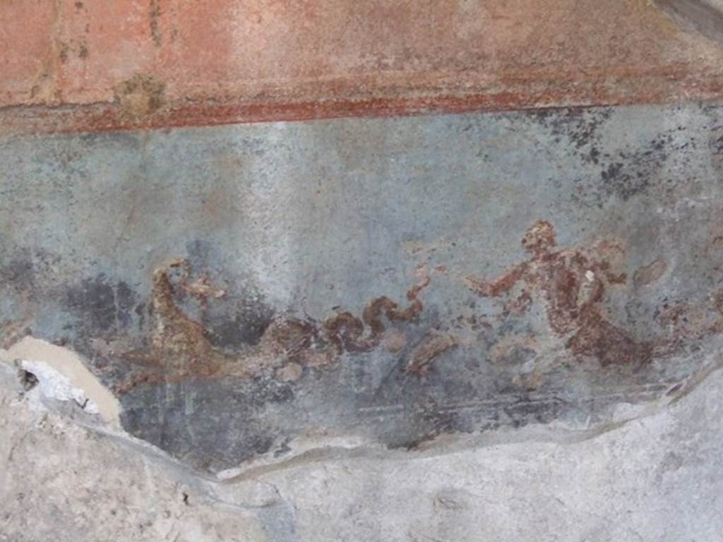 VI.9.6 Pompeii. March 2009. Room 8, painting of sea creature and sea deity, from the centre of the south wall.