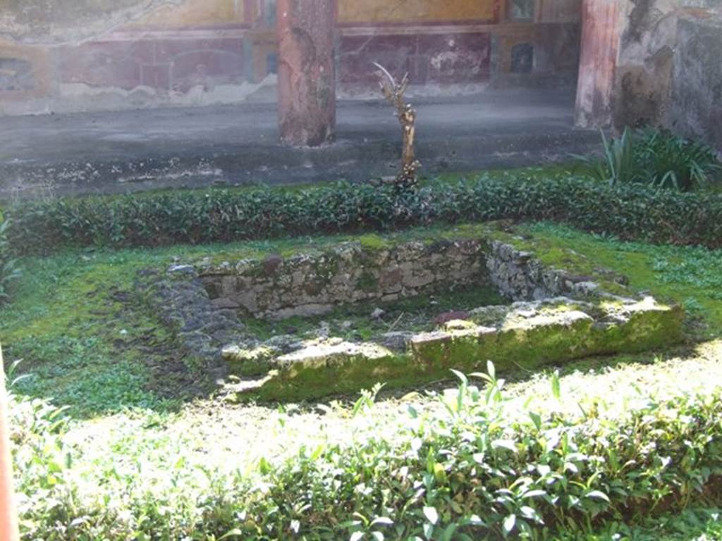 VI.9.6 Pompeii. March 2009. Room 6, looking south towards shallow pool at west end of peristyle. 