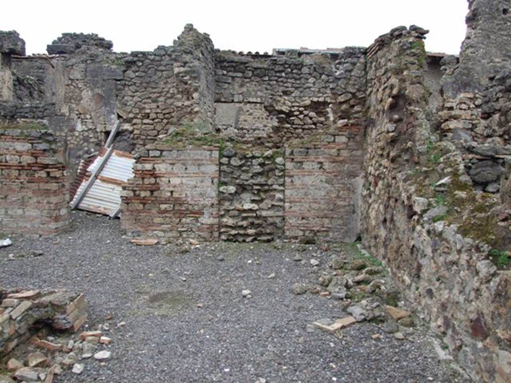 VI.10.14 Pompeii. March 2009. Looking west across atrium to blocked door into VI.10.11. 