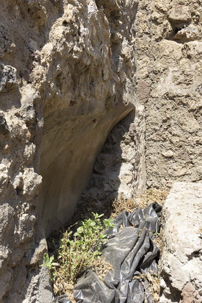 VI.12.5 Pompeii. 14th July 2017. Room 15, west wall in north-west corner of triclinium.  
Foto Annette Haug, ERC Grant 681269 DÉCOR.
