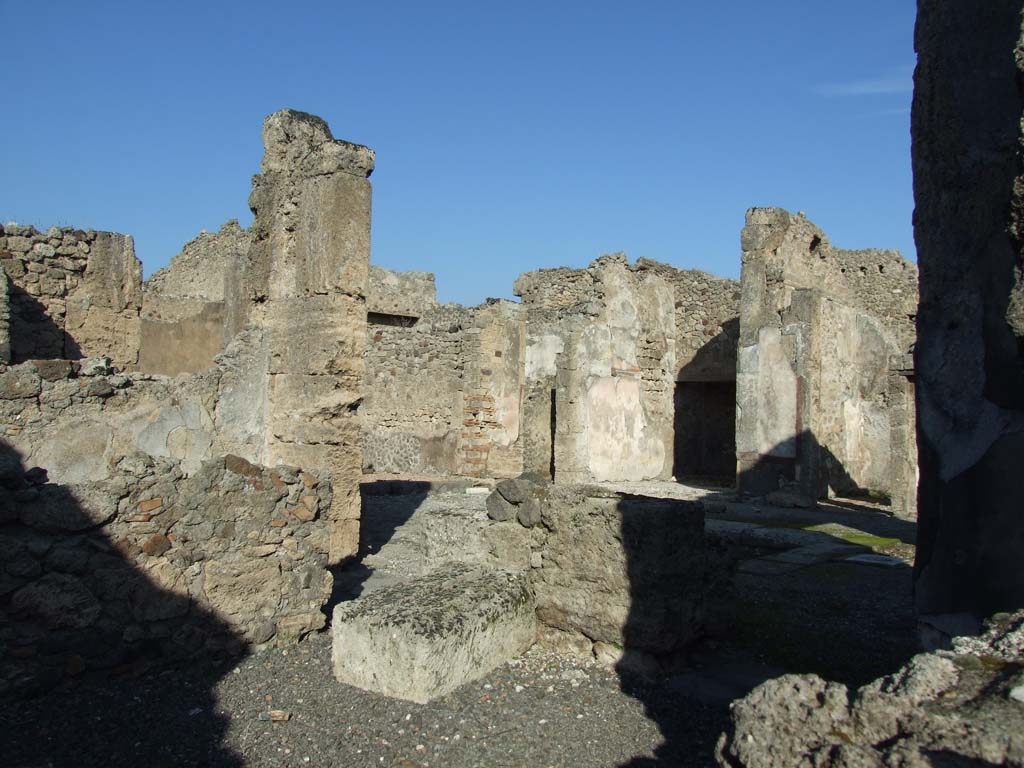 VI.14.12 Pompeii. December 2007. Looking north-east across oecus on west side of atrium of VI.14.12, taken from VI.14.10.