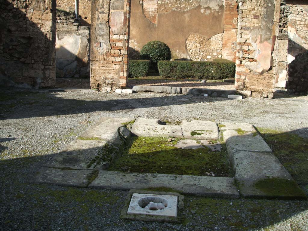 VI.14.12 Pompeii. December 2004. Looking north across impluvium in atrium.