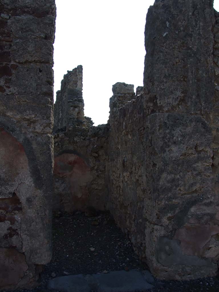 VI.14.43 Pompeii. December 2007. Doorway to room 9, on south side of atrium.