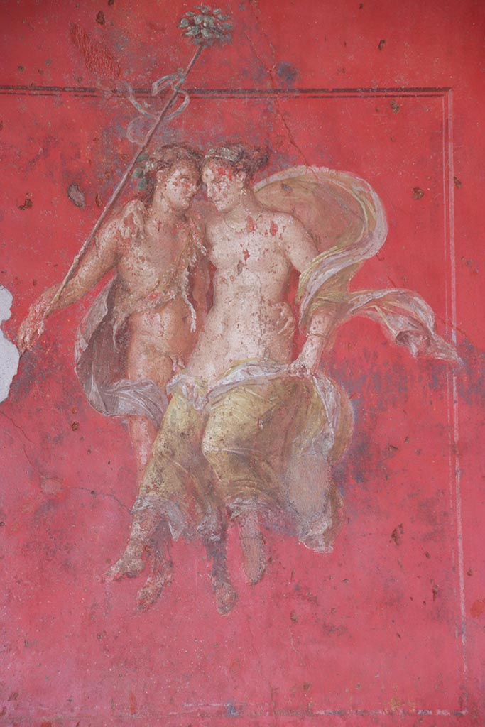 VI.15.1 Pompeii. October 2024. 
Detail from painted panel on north wall at east end. Photo courtesy of Klaus Heese.
