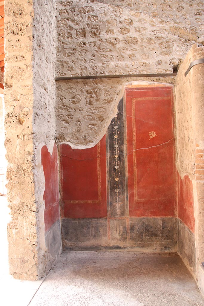 VI.15.1 Pompeii. October 2024.
Looking towards west wall near entrance doorway. Photo courtesy of Klaus Heese.

