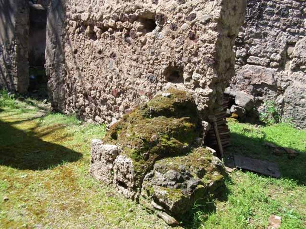 VI.16.7 Pompeii. May 2010. Stairs to upper floor against north wall of courtyard S.