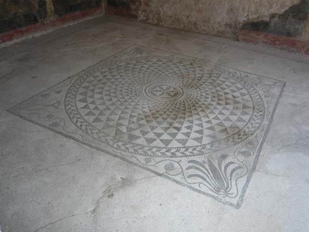 VI.16.7 Pompeii. June 2013. Room G, looking south-east across mosaic floor in oecus. Photo courtesy of Buzz Ferebee.
