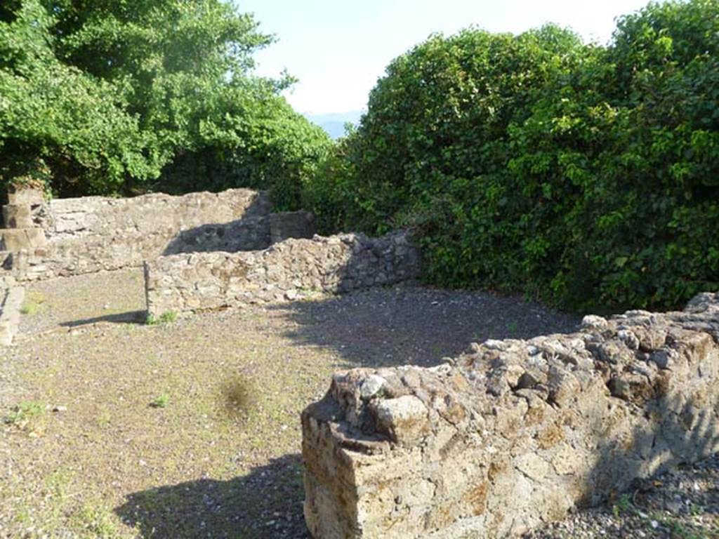 VI.17.4 Pompeii. May 2011. Looking south across large rooms at the rear.