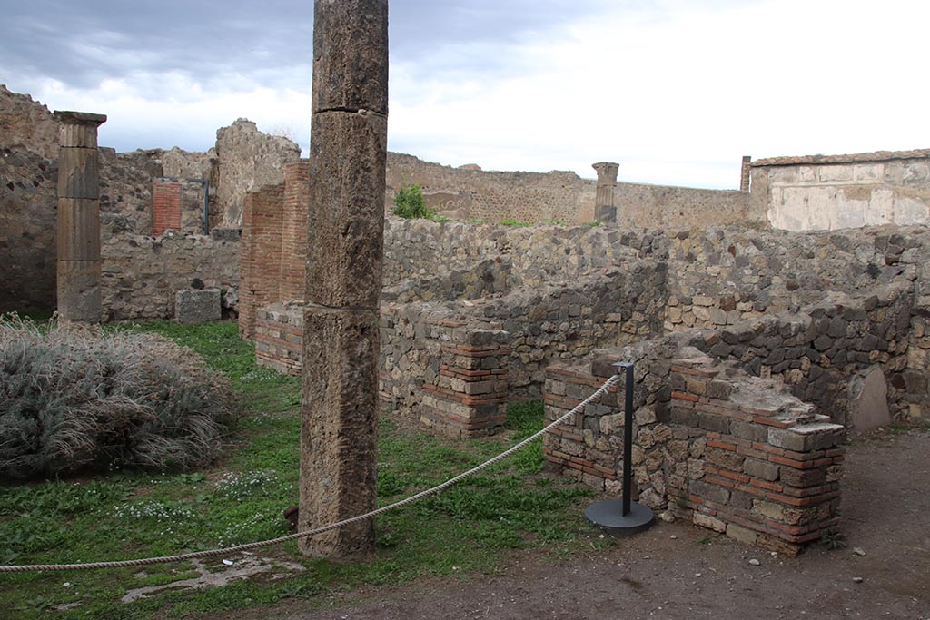 VII.7.2 Pompeii. October 2024. Looking north along rooms on east side of peristyle. Photo courtesy of Klaus Heese.