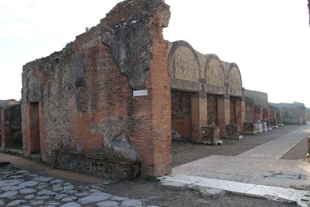 VII.8.00, Pompeii Forum, on right. December 2108. 
Looking south from junction of Forum, with Via degli Augustali, on left. Photo courtesy of Aude Durand.
