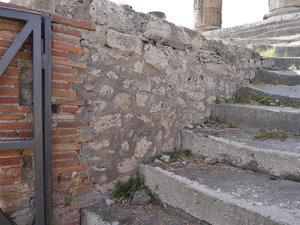 VII.8.01 Pompeii, September 2018. West side wall of steps on east side of Temple.
Foto Anne Kleineberg, ERC Grant 681269 DÉCOR.
