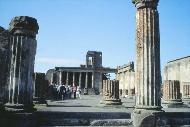 VIII.1.1 Pompeii. c. 1860s?. Basilica, looking west towards southern central entrance steps. Photo courtesy of Drew Baker.