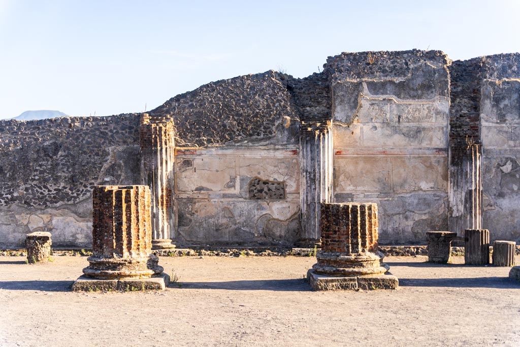 VIII.1.1 Pompeii, March 2018. Basilica, Looking towards south wall of south side corridor in the Basilica.
Foto Taylor Lauritsen, ERC Grant 681269 DÉCOR.

