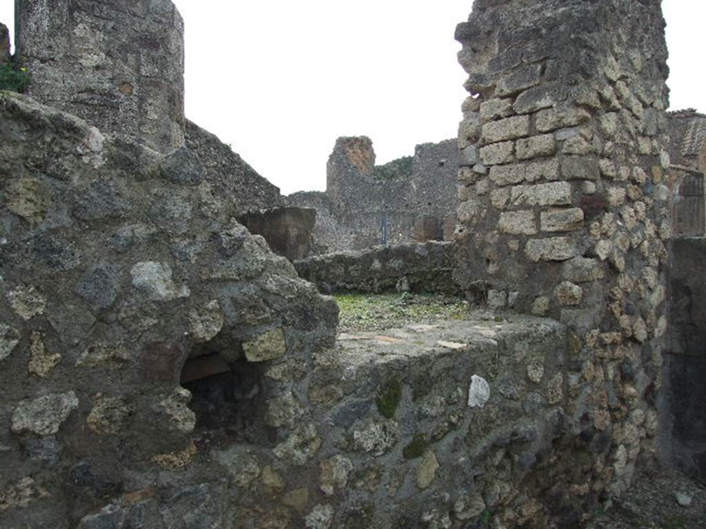 VIII.3.1 Pompeii. December 2006. Podium behind south wall.