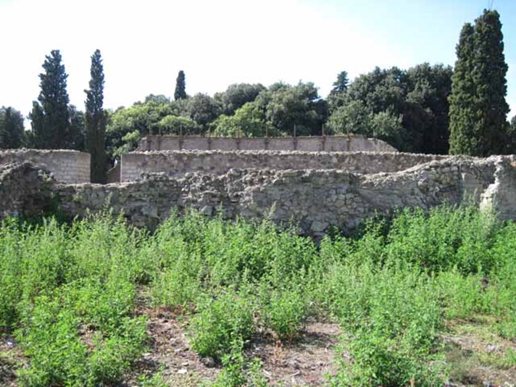 VIII.7.26 Pompeii. September 2010. West wall of garden looking west towards theatre. Photo courtesy of Drew Baker.
