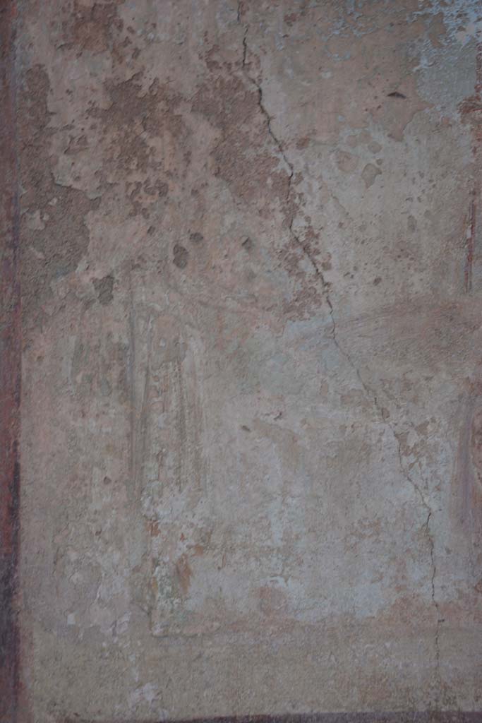 IX.5.6 Pompeii. May 2017. 
Room i, detail from left (north) side of central wall painting on east wall.       
Foto Christian Beck, ERC Grant 681269 DÉCOR.
