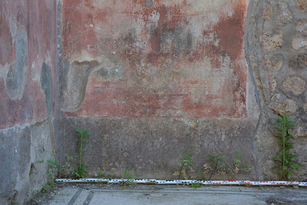 IX.5.6 Pompeii. May 2017. West ala d, west wall, detail of zoccolo in south-west corner.
Foto Christian Beck, ERC Grant 681269 DCOR.
