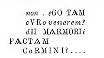 (21), found under (19), in a similar rectangle: an open triptych with pen: in the centre of each of the two visible pages, there was a small yellowish square.
See Bullettino dellInstituto di Corrispondenza Archeologica (DAIR), 1879, (p.197-8)

