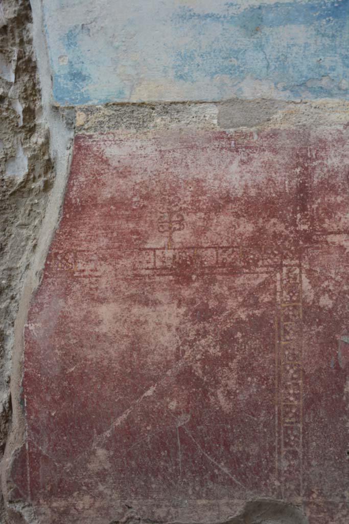 IX.5.11 Pompeii. March 2017. Room l (L), detail from zoccolo below central blue panel.
Foto Christian Beck, ERC Grant 681269 DÉCOR.
