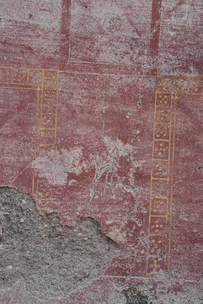 IX.5.11 Pompeii. March 2017. 
Room I (L), detail of painted compartment from zoccolo below central panel on east wall.
Foto Christian Beck, ERC Grant 681269 DCOR.
