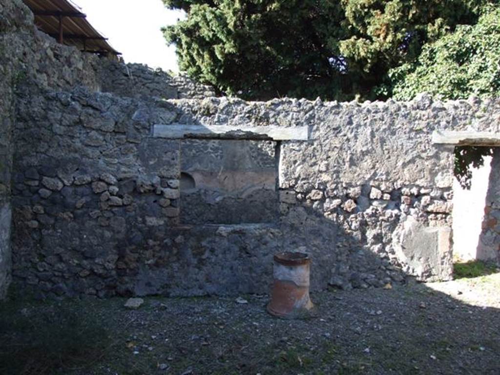 IX.9.11 Pompeii.  March 2009.  Room 6. Garden area, looking north to window and doorway to Triclinium.