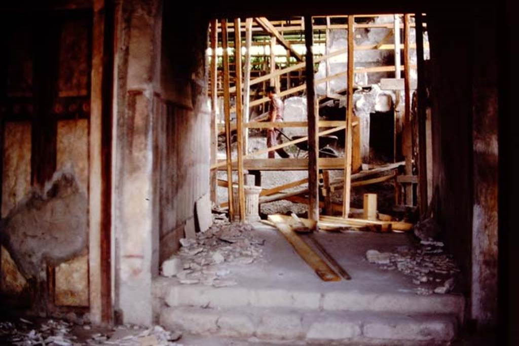 IX.13.1-3 Pompeii, 1972. Room 1, looking north during excavation and consolidation. Photo by Stanley A. Jashemski. 
Source: The Wilhelmina and Stanley A. Jashemski archive in the University of Maryland Library, Special Collections (See collection page) and made available under the Creative Commons Attribution-Non Commercial License v.4. See Licence and use details. J72f0253
