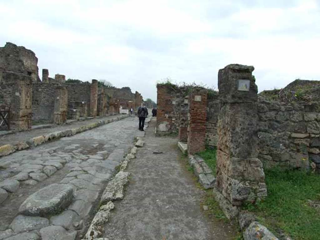 Via della Fortuna, May 2010. Looking east between VI.14 and VII.3.