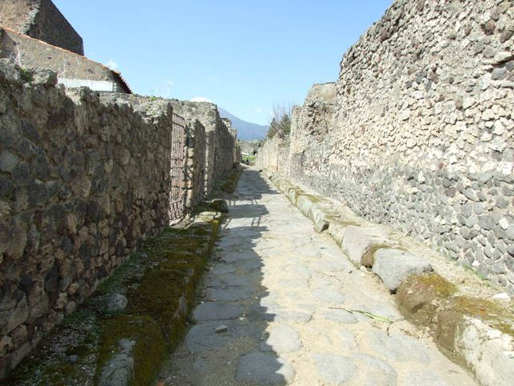 Vicolo di Modesto between VI.2 and VI.5. Looking north from near junction with Vicolo di Mercurio, at VI.2.31. March 2009.