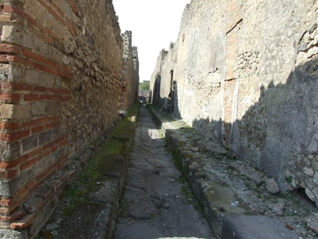 Vicolo di Tesmo between IX.4 and IX.5. Looking north from junction with unnamed vicolo. March 2009.