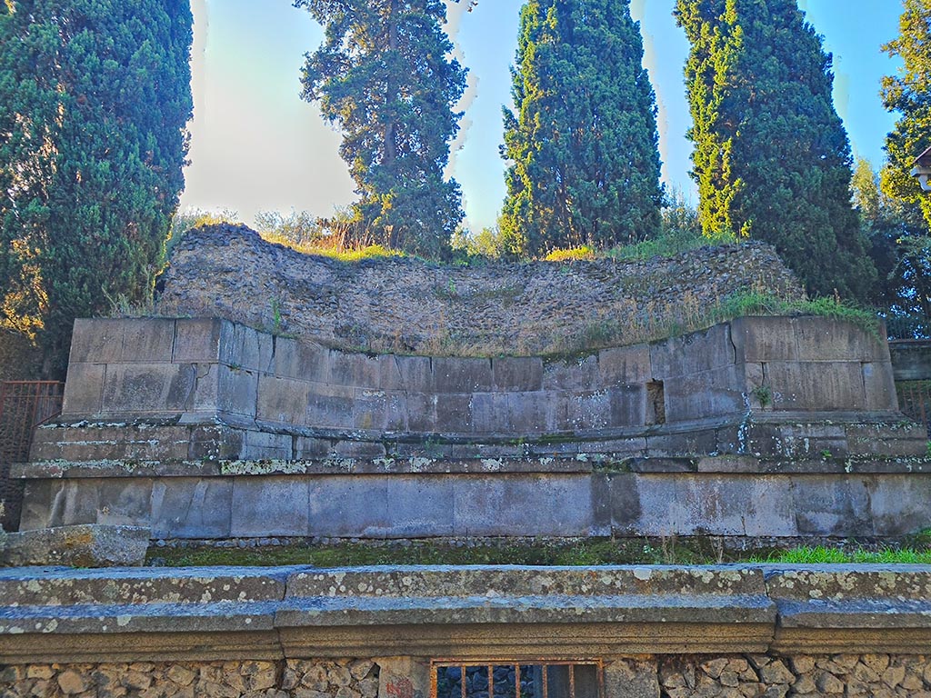 Pompeii Porta Nocera. October 2024. Tomb 11OS. Looking south from Via delle Tombe. Photo courtesy of Giuseppe Ciaramella.