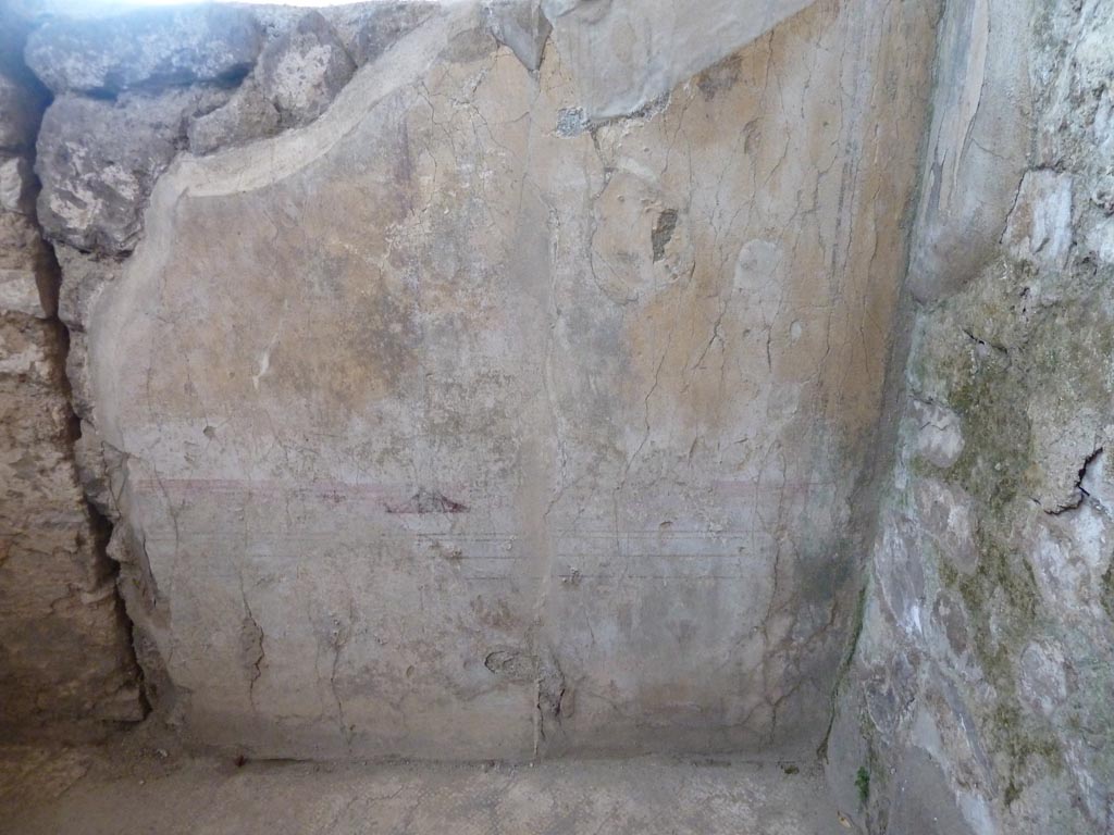 Stabiae, Villa Arianna, September 2015. Room 23, remains of painted decoration on east wall of cubiculum.