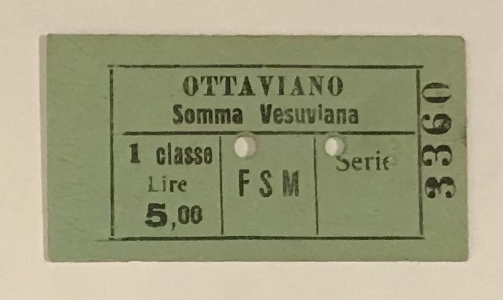 Chairlift ticket to Vesuvius from 1945. Photo courtesy of Rick Bauer.